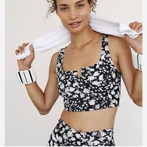 NWT Free People Movement ashford lose control black floral sports bra
